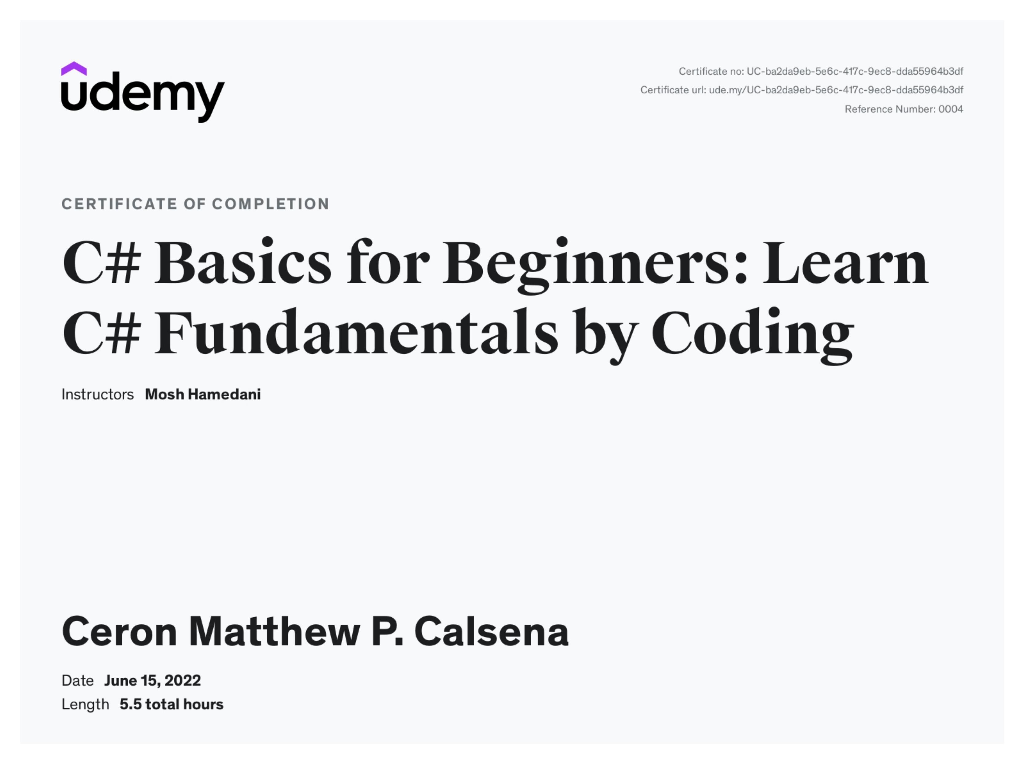 C# Intermediate Certificate